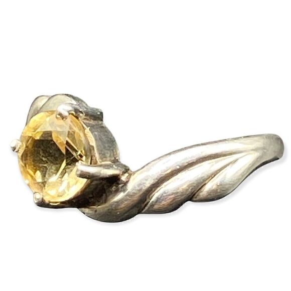 Sterling silver 925 twisted band with approximately 1.5 carat round citrine ring - Picture 2 of 7